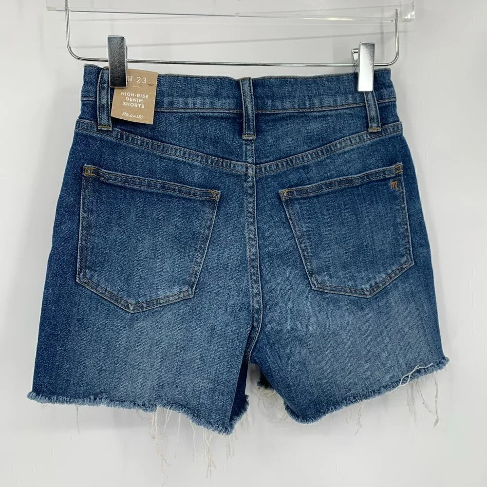 Madewell High rise denim shorts jean cut-off frayed hem Glenoaks woman new 23
